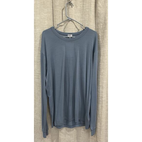 NWT Son Of A Tailor Shirt Men's Slate Blue Merino Wool Crewneck Long Sleeve XXL - Picture 1 of 12